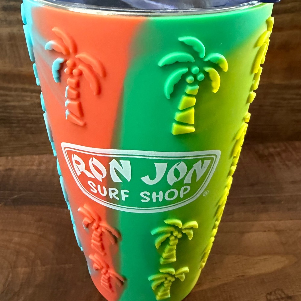 Ron Jon Surf Shop Multi-Color Palm Tree Silicone Sleeve Insulated Tumbler G-20B
